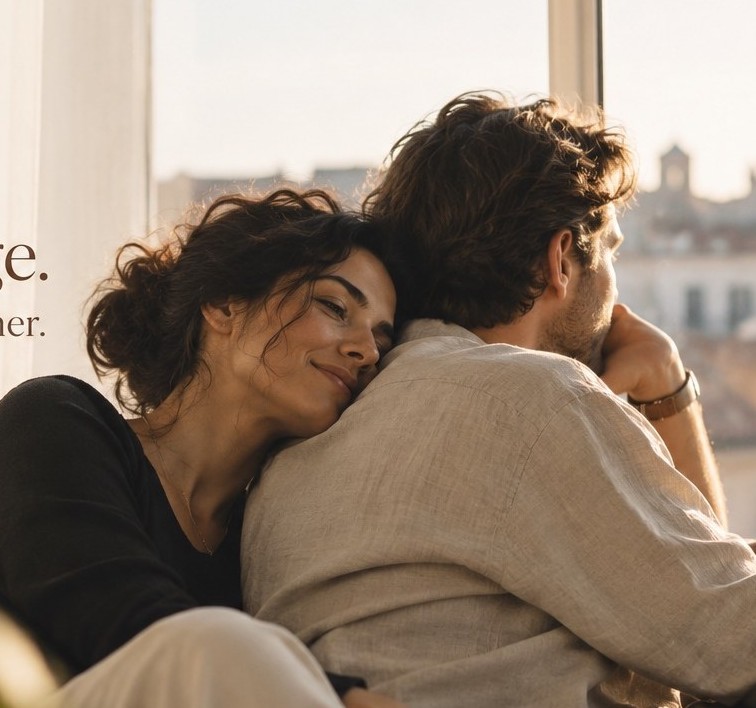 An international couple sharing a warm moment together at home